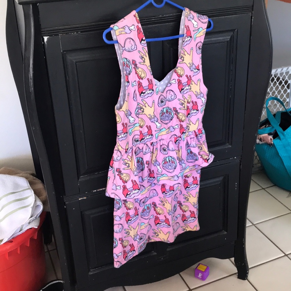 Zombies pink body parts dress